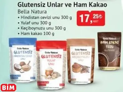 BELLA NATURA GLUTENSİZ UNLAR VE HAM KAKAO